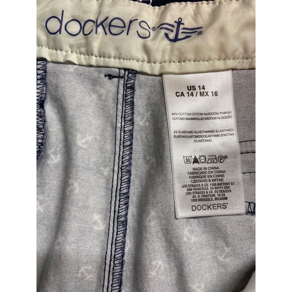Dockers Womens Anchor Print Shorts 14 Navy Blue Nautical Summer Beach Preppy - Picture 3 of 8